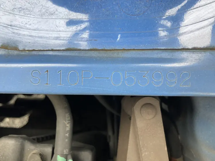 Daihatsu Hijet S110P frame number stamped into the chassis